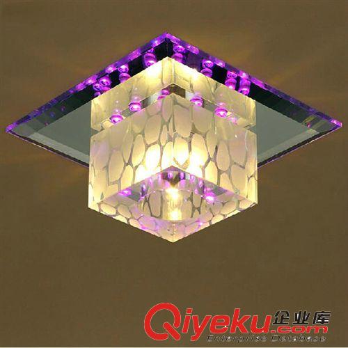 七彩LED正方形个性过道灯走廊灯天花灯门厅灯客厅水晶吸顶灯