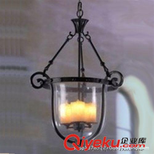 欧式铁艺吊灯大号青光玻璃罩单锅灯饰玄关餐厅吧台楼梯间单个灯具