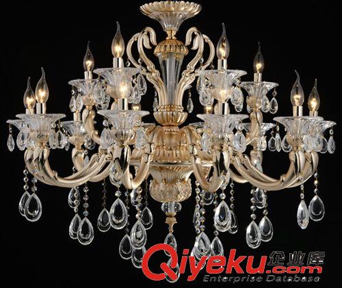 供应新款欧式K9工程水晶灯 金色锌合金蜡烛水晶吊灯 客厅酒店灯具