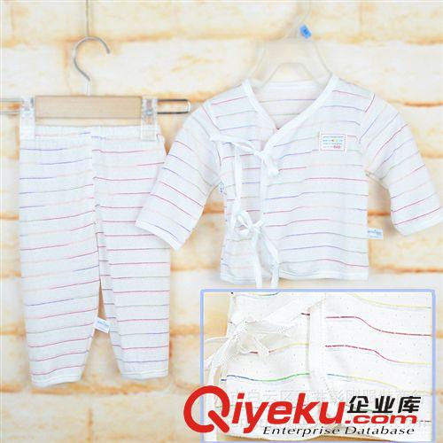 新生儿专区 1627安贝儿婴儿内衣套装 新生儿彩棉单面开裆绑带和尚服套装批发