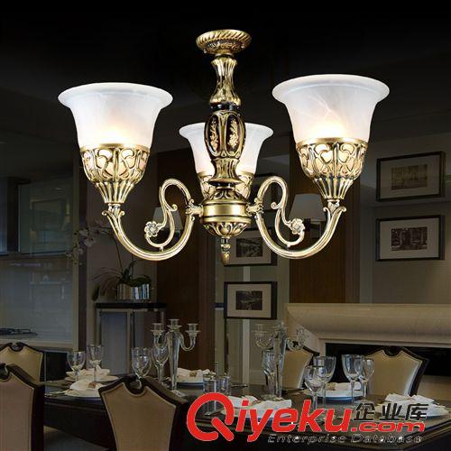 欧式吊灯 欧式客厅led吊灯 LED简约欧式玻璃吊灯 餐厅复古全铜灯饰照明批发