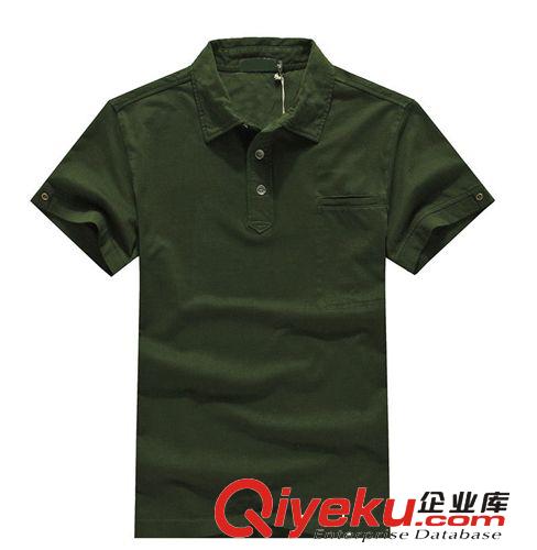 2014年春夏新款男士纯棉开胸短袖军绿POLO衫厂家定制来图加工OEM