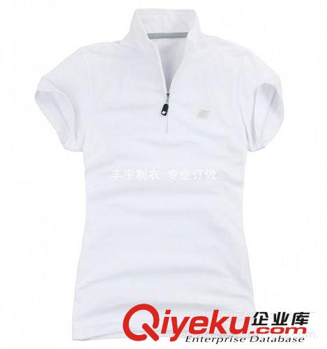 厂家定做女式白色翻领T恤 纯棉印花女装韩国短袖polo衫订做