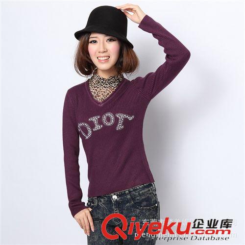 新款韩版女式针织衫 豹纹高领堆堆领设计 现货批发 女式毛衣