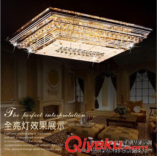 金色长方形客厅水晶灯 热销欧式现代LED客厅餐厅卧室灯具低价批发