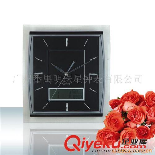 供应玻璃塑料多功能LCD温湿度日历挂钟PW100