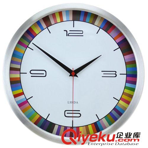 12英寸静音挂钟时尚时钟表画钟 彩条铝边台湾太阳机芯挂表配件