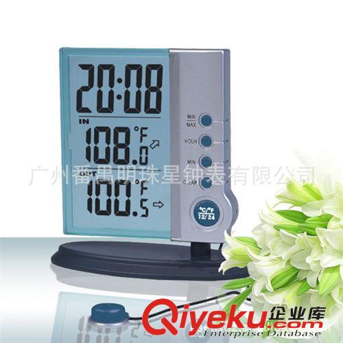 透明液晶显示屏电子台钟，温湿度台钟，多功能LCD台钟PM718 【