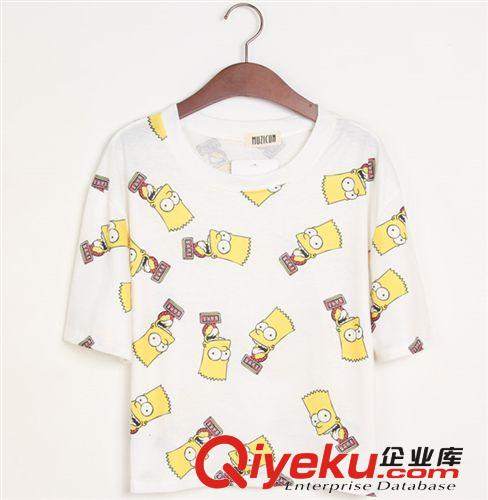 韩国原宿风卡通辛普森小人BART短款宽松印花短袖T恤