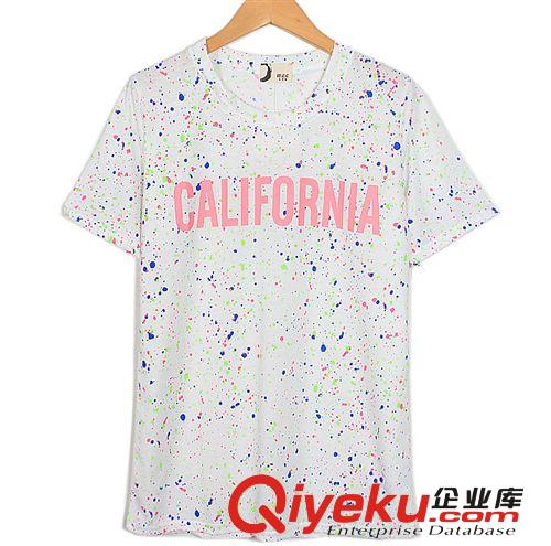 2014 韩国特购夏季新款彩色漆点纯棉圆领短袖t恤