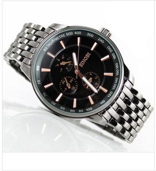 石英表 时诺比全黑9268个性急速三圈男士手表 运动男表 手表 时装表正品