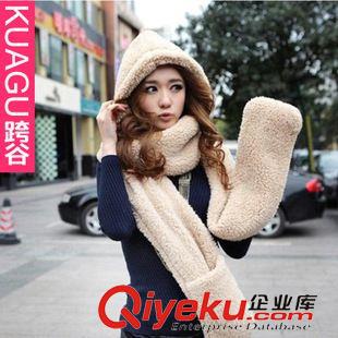 加厚围巾系列 KB077韩版新款秋冬天女士围脖 热销可爱加厚围巾帽子手套套装