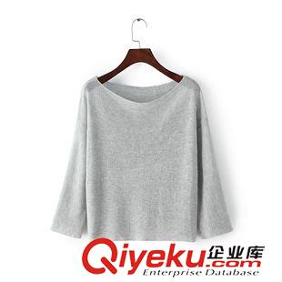 毛衣 针织衫 15秋装新款 韩版简约一字领针织丝