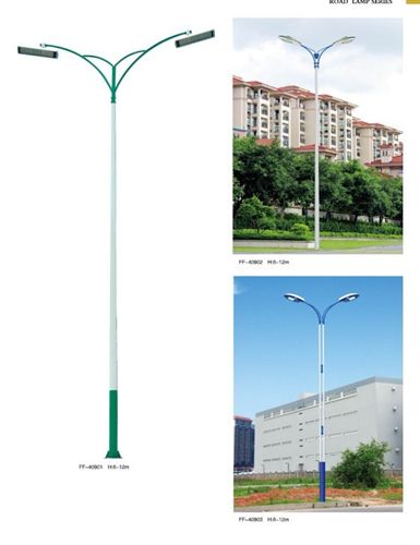 传统钠灯路灯 双头9到12米路灯配上海亚明钠灯，LED光源