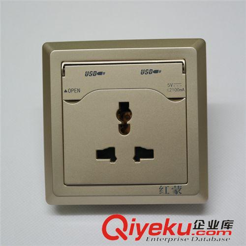 Hongmeng红蒙 批发USB充电墙壁插座86型USB插座面板{wn}插双USB插座