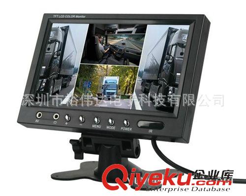 车载显示器/仪表台式/折叠式 校车适用9寸支架式四分割显示器，4路视频监视器  倒车后视系统