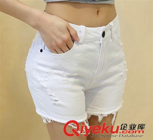 下装 2015夏季新款白色牛仔短裤女韩版时尚毛边破洞热裤子大码