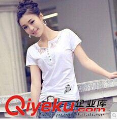 订做女式T恤衫 厂家批发定做 2014新款夏装韩版女装短袖T恤女修身白色大码体恤