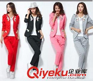 长袖运动套装 2015秋装新款韩版蕾丝小西服修身大码女装三件套