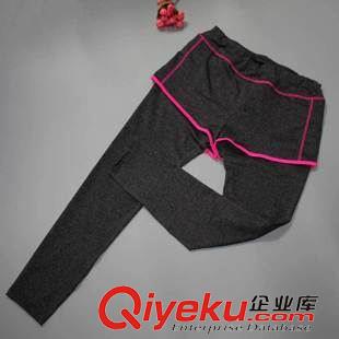 未分类 韩国新款季防走光假两件套装瑜伽长裤速干健身跑步紧身裤女麻灰裤