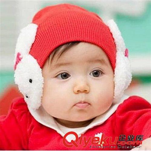 厂家直销秋冬新款韩版儿童针织帽子双兔宝宝保暖帽批发