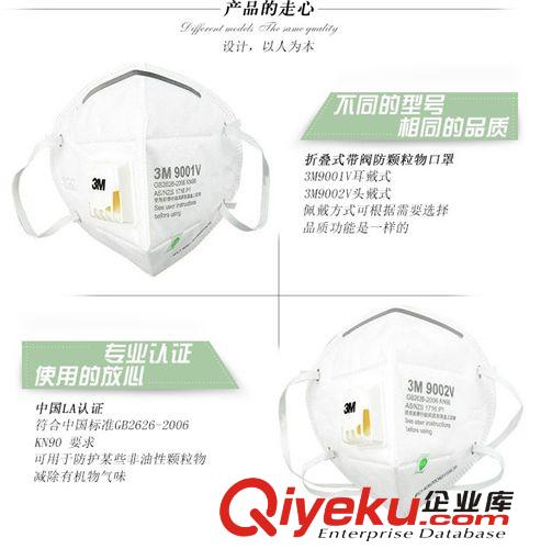 正品3M9001V/9002V带呼吸阀防PM2.5防雾霾流感口罩原始图片3