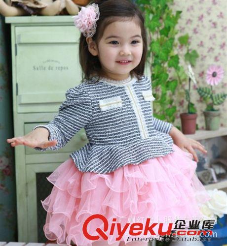 韩版女裙专区 女童连衣裙 gd条纹公主裙 原单外贸品牌女童套装
