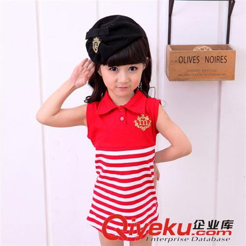 样式分类 外贸韩版童装厂家批发2014儿童裙子夏装纯棉条纹连衣裙 海军裙X