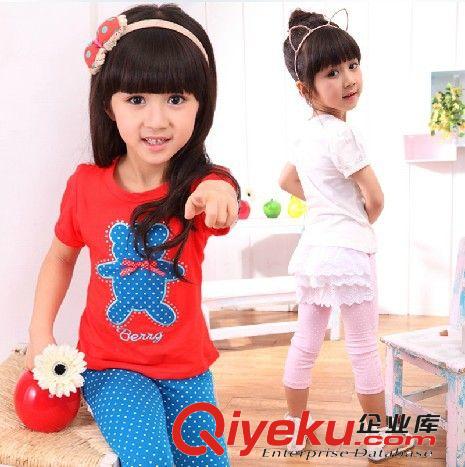 季节分类 童套装品质童装韩版外贸童装批发夏款纯棉短袖卡通两件套女童套装