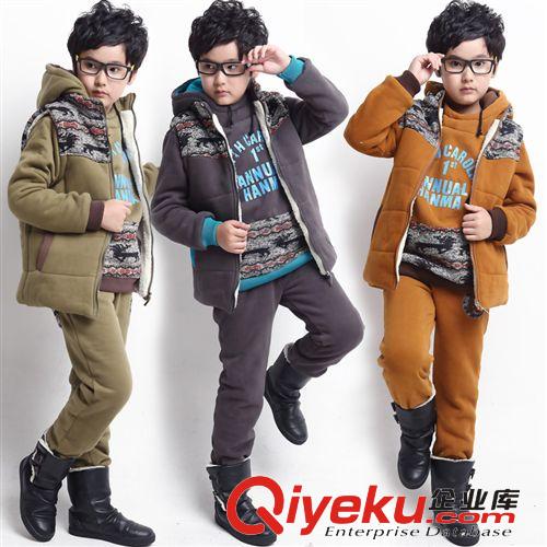 【包邮专区】 加绒加厚中大童装三件套 韩版男童套装代理 一件代发卫衣套装819