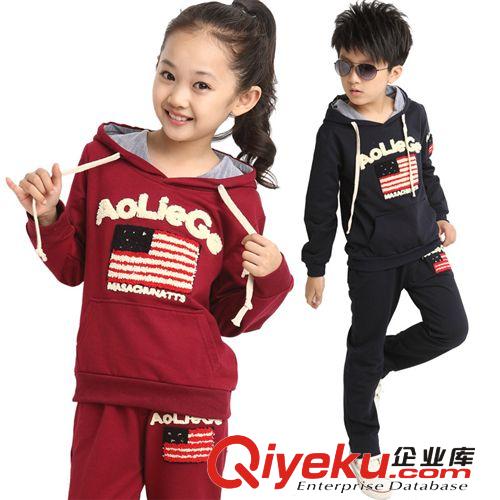 2014秋装 代理加盟男女童春装韩版美国国旗时尚套装童套装儿童套装1351