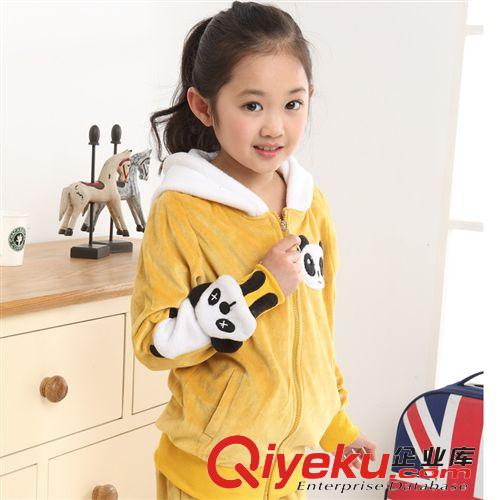 2014秋装 代理加盟 女童春装 韩版天鹅绒可爱熊猫套装童套装 儿童套装1178
