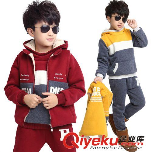 【tj专区】 童装 一件代发冬季 儿童韩版运动男女童拼色三件套装微信童装1471