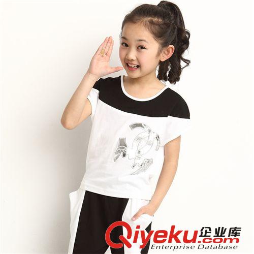 【特价专区】 童套装新款女童装代理加盟童装工厂直销韩版短袖拼色女童套装1197