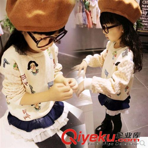 10月8号 2014秋冬女童 童装 儿童 韩版时尚印花套头卫衣棉质上衣一件代发