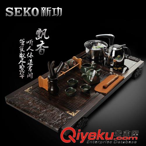 茶盘 SEKO/新功K16黑檀木茶盘大号宜兴紫砂整套茶具抽水电磁炉茶盘套装