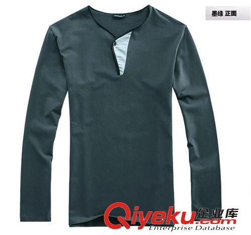 秋装新款上市 2013新款男装 韩版修身 V领男士长袖T恤,订单生产
