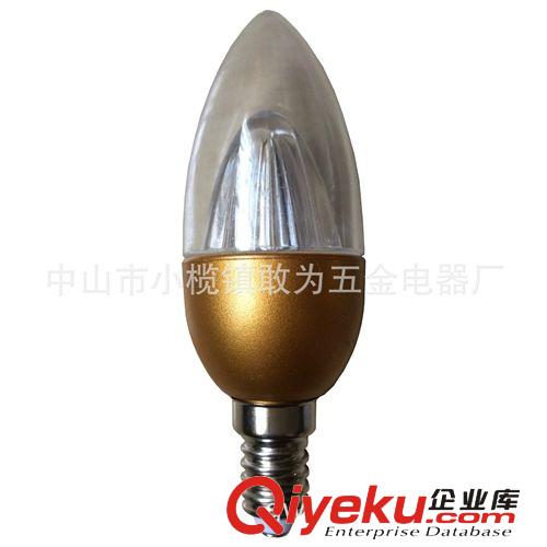 LED球泡 LED BLUBS 厂家直供 水晶灯gd金色透明led蜡烛灯泡 金色透明蜡尾LED灯泡