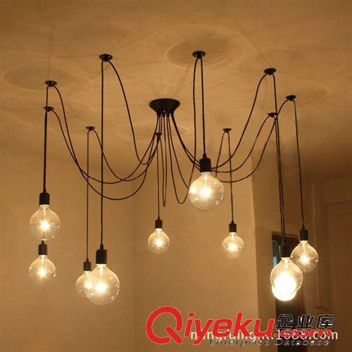 灯具类型 现代简约创意爱迪生灯泡天女散花北欧式复古工业卧室餐厅吧台吊灯