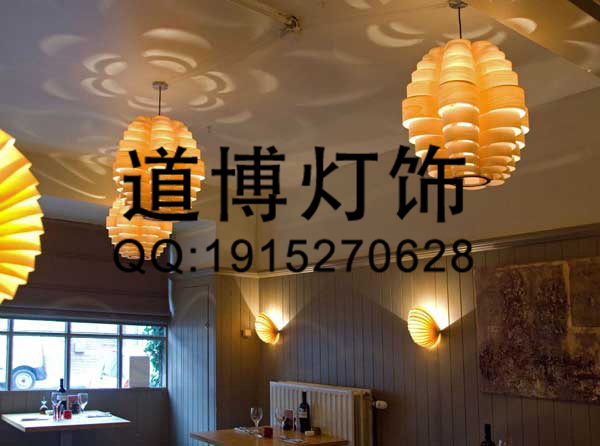 中山古镇灯具厂家专业定制酒店餐厅东南亚风格木皮壁灯