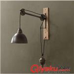 美式乡村 复古工矿摩登卢森特铁艺纺锤滑轮灯具 法式壁灯