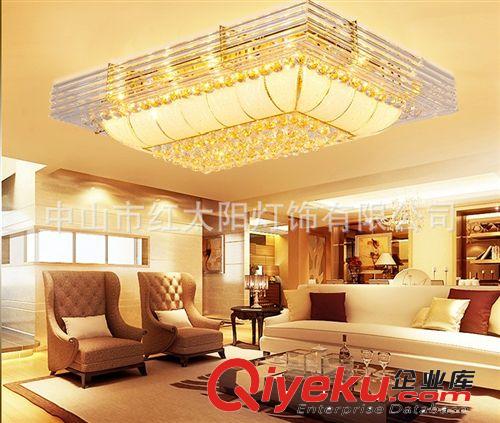 中山厂家大厅金色欧式客厅灯 长方形水晶灯 吸顶灯饰灯具