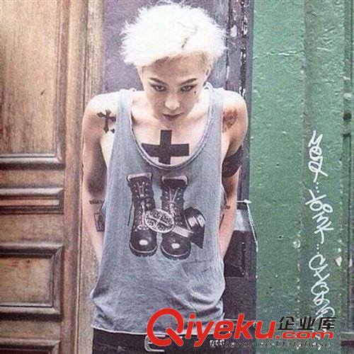 BIGBANG GD 权志龙同款 CROCKED MV 同款涂鸦大头鞋摇滚个性背心