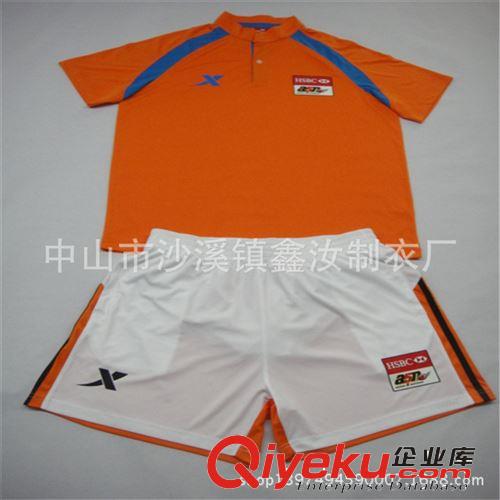 厂家订做夏季运动橙色足球服夫童装  承接外贸单定做