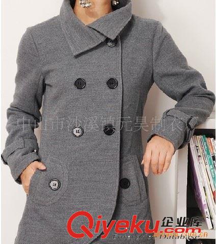 2012女装新款 双排扣女士开衫羊毛呢大衣 韩版短装