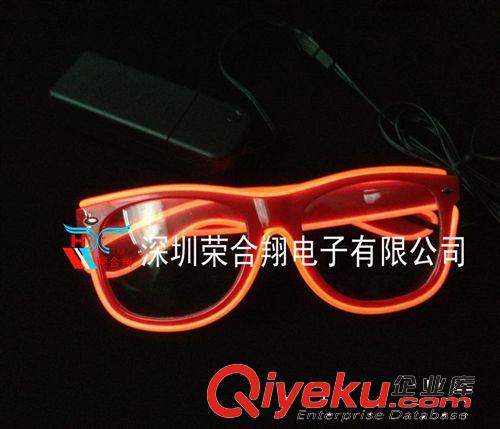 促销 雷朋款式发光眼镜 使用3v电池盒驱动el眼镜发光 【柠檬绿】