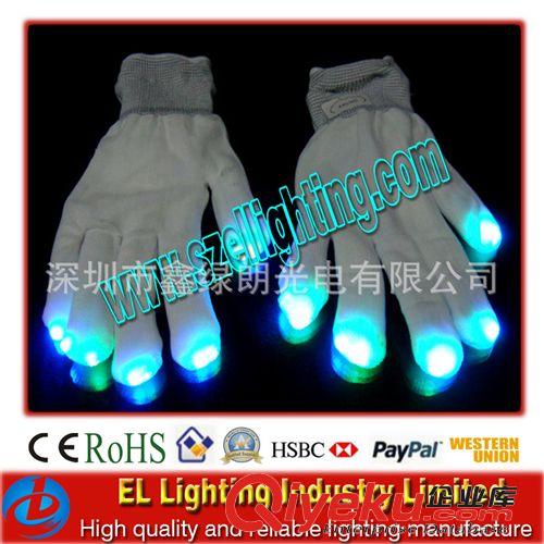 7彩霓虹LED发光手套,出口型LED手套，深圳厂家直销