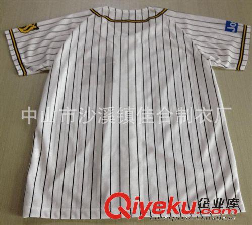 中山厂家定做原单zp出口日本职业男士短袖棒球球服/条纹棒球衫
