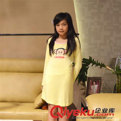 儿童睡裙童装夏季2014韩版厂家直销莫代尔长袖卡通公主睡裙 女童