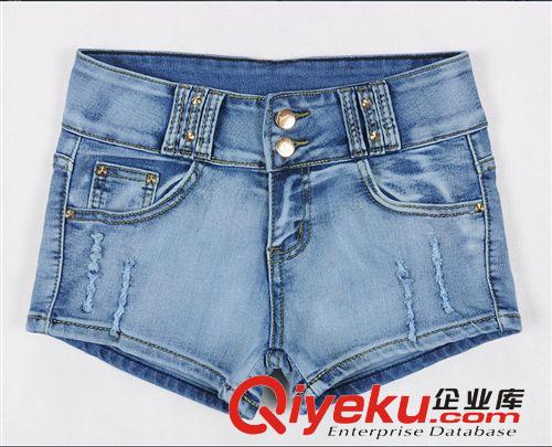 外贸原单厂家直销预定日韩女装 弹力修身破洞女式牛仔短裤热裤